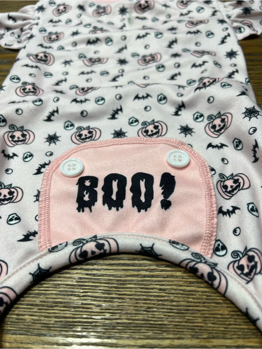 Pink Halloween 'Boo!' One-Piece Pajamas for Dog - Worn Once - L